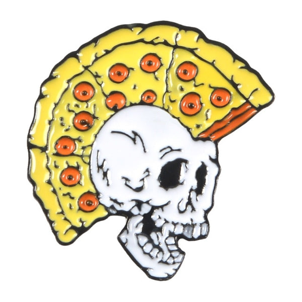 Skull w/ Sick Pizza Mohawk Enamel Pin